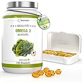 Omega 3 Vegan aus Algenöl 140 Softgel Kapseln | 600 DHA & 300 EPA+ Vitamin...