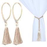 ZORVYN 1 Paar Vorhang-Quastenbänder – Beige Dekorative Raffhalter aus...