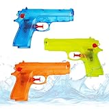 3X Wasserpistolen Set 12 cm für Kinder & Erwachsene - mit hoher Reichweite...