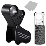 2 Stück Juwelierlupe, 30x 60x 90x LED-Lupe Mit Brillenputztuch, Geeignet...