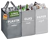 COTTARA® Mülltrennsystem 3 fach Plastik, Glas, Papier | Starker Stand...