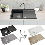 Faizee Home | Granitspüle 90x50 cm – Reversibles Spülbecken mit...