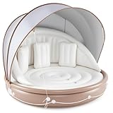 GYMAX aufblasbare Badeinsel mit einziehbarem Dach, Badeinsel mit 3 Kissen &...