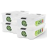Iris Ohyama Aufbewahrungsboxen mit Deckel, 32L, 4er-Set, Transparent,...