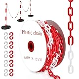 YUJUVI Absperrkette Kunststoffkette 25M Warnkette 6mm Plastikkette...
