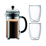 Bodum CHAMBORD Set Kaffeebereiter, 8 Tassen, 1.0 l und 2 doppelwandigen...