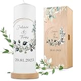 GRAVURZEILE Bedruckte Kerze - Floral Kreis - Personalisierte Traukerze mit...