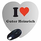 Herz Mauspad 'I Love Guter Heinrich' in Weiss, eine tolle Geschenkidee die...