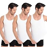 UNDEREA 3er Pack Herren Tank Top Classic Unterhemd - gekämmte Feinripp...