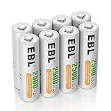 EBL AA Akku 2500mAh - wiederaufladbare AA Batterien Typ NI-MH 8 Stück,...