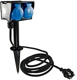 ChiliTec Gartensteckdose 2-Fach mit Zeitschaltuhr Aussensteckdose 2m Kabel...
