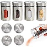 4 Stück Gewürzstreuer, Gewürzdosen Edelstahl, 80ml Gewürzstreuer Glas,...