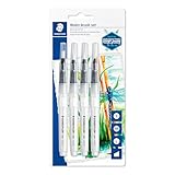 STAEDTLER 949-SBK4-C Wasserpinsel (zum Aquarellieren, Malen und Blenden,...