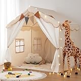 besrey 2 IN 1 Kinderzelt Kinder Spielhaus Indoor mit Matte und Lichtern,...