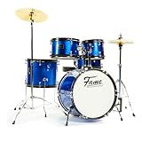Fame 5 PC Drumset Blue, Schlagzeug mit Bass Drum, Tom-Tom, Snare, Hardware...
