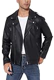 Fahsyee Kunstlederjacke Herren, Faux Bomber Jacke Männer Motorrad Revers...