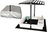 WONDERMAKE® Design Sandkasten mit Matschküche, Dach, Abdeckung Oxford...