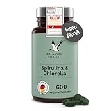 Spirulina und Chlorella 1600 mg - 600 vegane Presslinge für 2,5 Monate -...