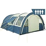 CampFeuer Zelt Multi für 4 Personen | Blau/Sand | Tunnelzelt mit riesigem...