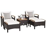 GIANTEX 5er Rattan Gartenmöbel Set, Balkonmöbel Set 2 Sessel & 2...