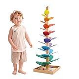 Holz Kugelbahn Klangbaum, Klang Murmelbahn Regenbogen, Montessori...
