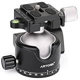 ARTCISE Niedriger Profil-Kugelkopf, 46 mm, 360°-Panorama-Metall-Stativkopf...