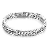 AFSTALR Silber Armband Herren Edelstahl Armbänder Panzerkette 8mm Breite...