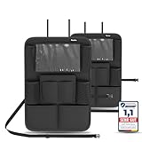 POUKO® Autositz Organizer PREMIUM [2er Set] Schwarz I Rückenlehnenschutz...