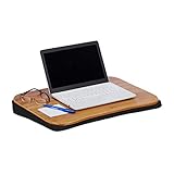 Relaxdays Laptopkissen Bambus, abnehmbares Kissen, Tragegriff, Laptop...