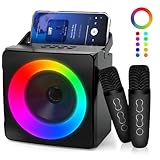 Karaoke-Maschine mit 2 Mikrofonen, tragbare Karaoke-Maschine für...