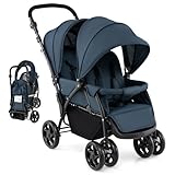 LIFEZEAL Faltbarer Doppelkinderwagen für Zwillinge, Kinderwagen 2-Sitzer...