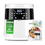 Aigostar White Cube, Heißluftfritteuse 7L XXL, Airfryer 1900W, 7...