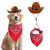 AWOCAN Cowboyhut und Bandana, Schal, Hund, Katze, Sombrero, Welpenhut,...