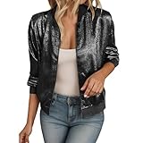Generisch Marine Bomberjacke Damen Kurze Blouson Jacke Casual Fliegerjacke...