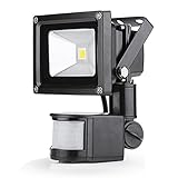 Greenmigo 10W Fluter + Bewegungsmelder Strahler Warmweiß Schwarz Aluminium...