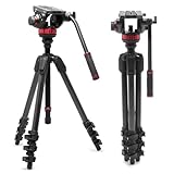 Manfrotto 055 Video-Stativ w/502 Video Fluid Head Kohlefaser...
