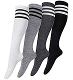 Justay Comf 4 Paar Overknee Strümpfe Damen Kniestrümpfe Knee High Socks...