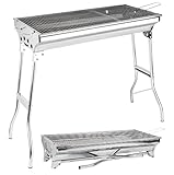 Tragbar Camping Grill BBQ 4.6 kg Edelstahl Holzkohlegrill Klappgrill...