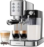 SHARDOR Espresso Siebträgermaschine mit Milchaufschäumer, 1350W 20 Bar...