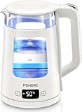 Elektrischer Wasserkocher mit Temperatureinstellung,1.7L Glas Wasserkocher...