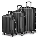 LALAHO Kofferset 3 teilig, Reisekoffer Set, Hartschalen Koffer Set aus ABS,...