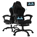 Flamaker Gaming Stuhl Stoff mit Fußstütze, Massage Computer Bürostuhl...