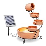 esotec Solar Kaskadenbrunnen Lucca aus Keramik mit Akku + LED,...