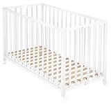 roba Klappbett Fold Up 60 x 120 - Klappbares Babybett aus Holz - 2-fach...