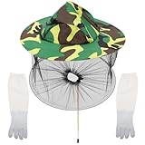 TOYANDONA Imkerhut mit Schleier und Stichfesten Ziegenlederhandschuhen...
