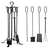 Kaminbesteck Schwarz, 5-teilig Schürhaken Kamin, 65CM Kaminbegleiter-Set,...