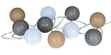 levandeo 10er Lichterkette LED Kugeln Lampions Baumwolle Braun Grau Weiß...