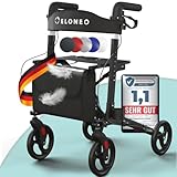 ELONEO Rollator faltbar und leicht mit Sitz, Leichtgewicht-Reiserollator...