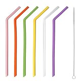 6 Stück Bendy Silikonstrohhalme, Bunte Trinkhalme aus Silikon, Breite...