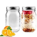 2er Pack Mason Jar mit Deckeln Mehrzweck 473ml/16oz, Glas Dosen Gläser mit...